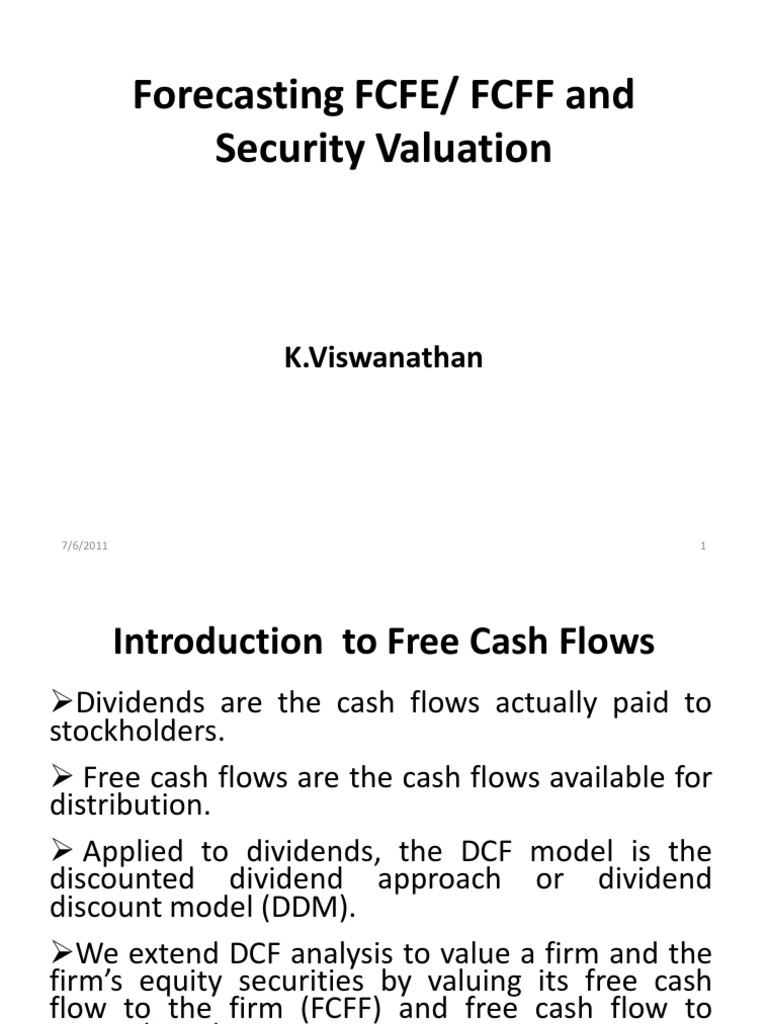 Forecasting FCFE FCFF and Security Valuation | PDF | Stock Valuation | Free  Cash Flow