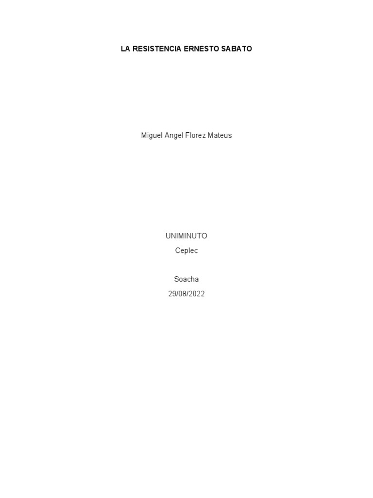 La Resistencia Ernesto Sabato PDF Sociedad Consumismo