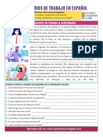 Los Horarios de Trabajo Job Schedules PDF Worksheet Spanish