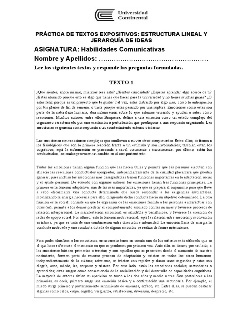 Práctica de Textos Expositivos - Estructura Lineal y Jerarquía de Ideas ...