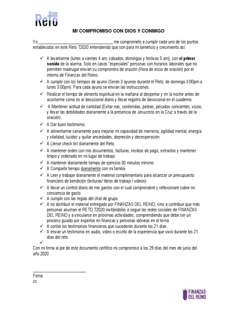 Un compromiso personal para crecer espiritual, mental y financieramente