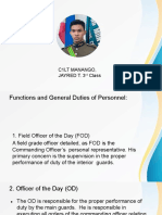 Functions and General Duties of Personnel