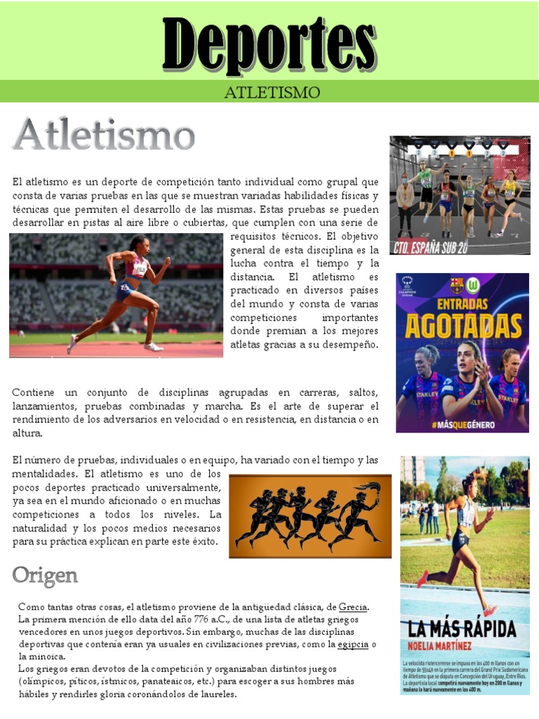 Introducción al Atletismo y sus Disciplinas | PDF | Deporte del ...
