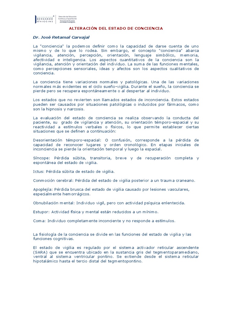 02 - Alteración Del Estado de Conciencia | PDF | Benzodiazepinas | Coma