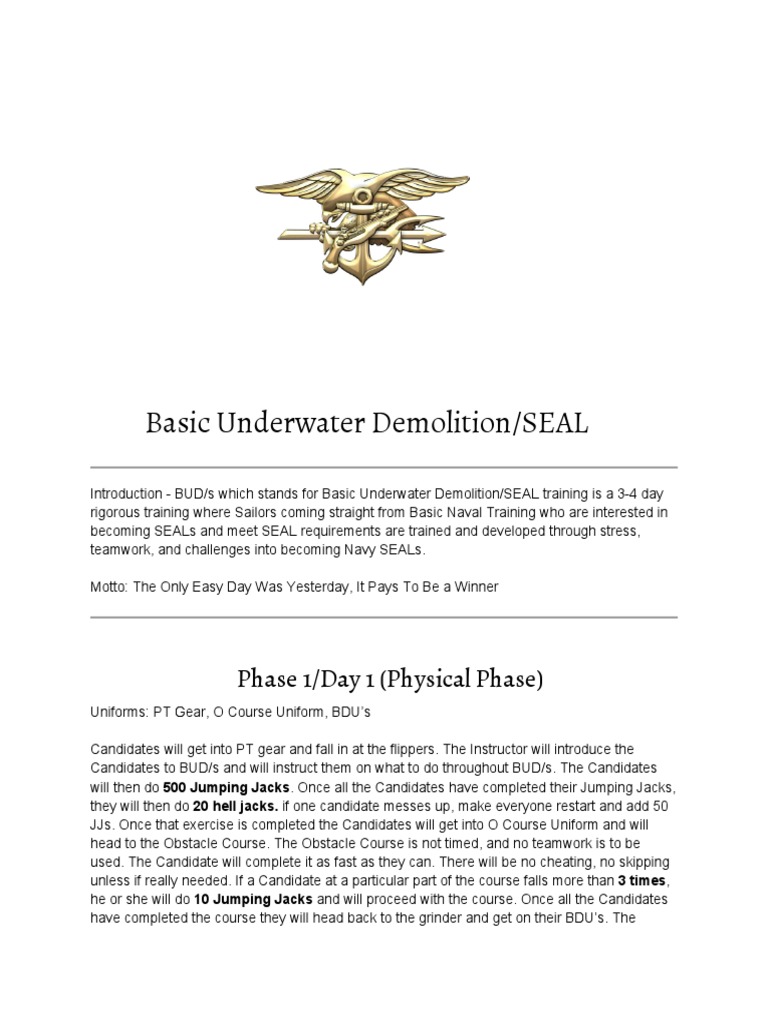 Basic Underwater Demolition Seal Pdf Military Organization