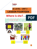 Where is she? Basic level English lesson on locations and adjectives