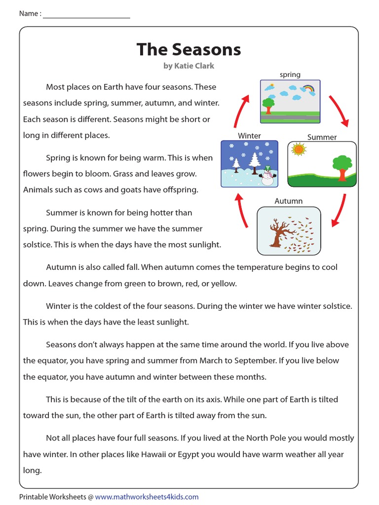 Seasons PDF Nature Earth Sciences