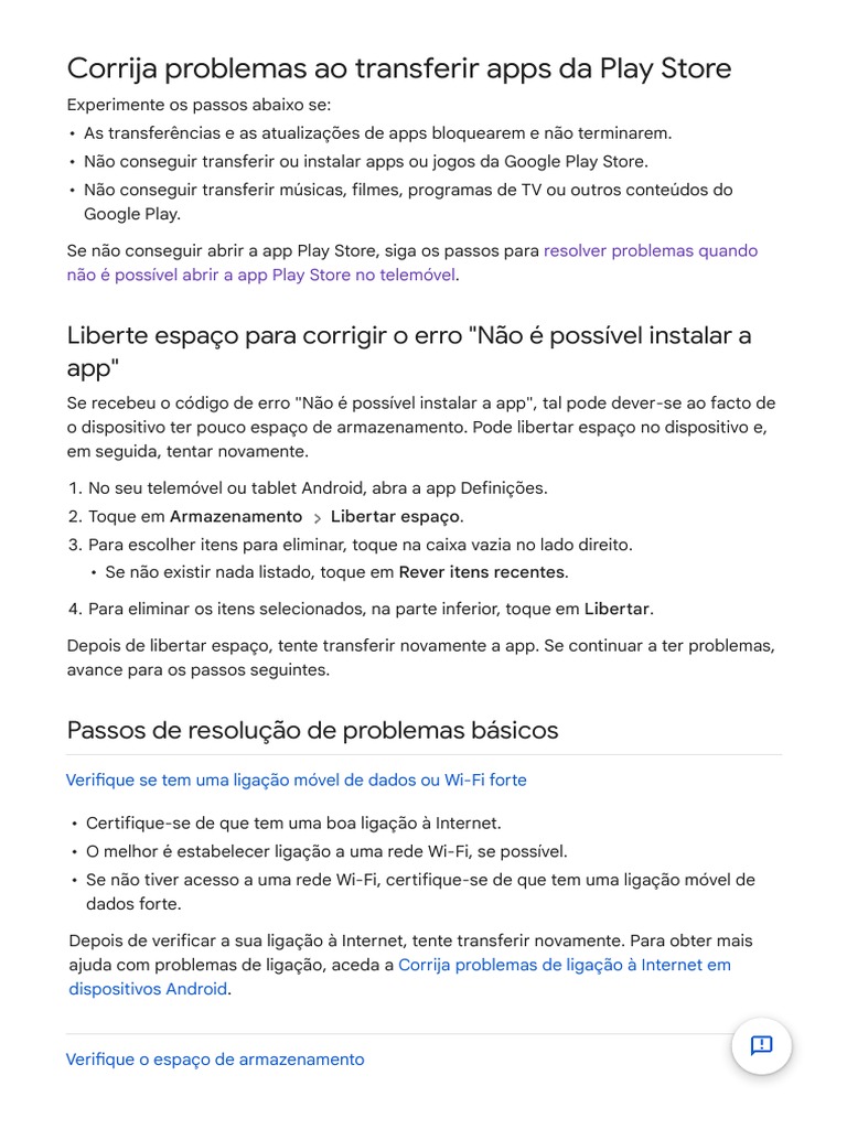 Solução de Problemas na Play Store | PDF | Aplicativo para celular ...