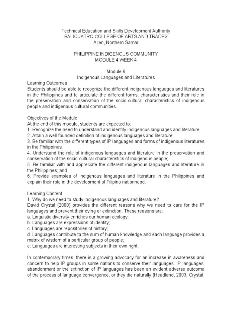 Indigenous Languages in Philippine Culture | PDF | Philippines ...