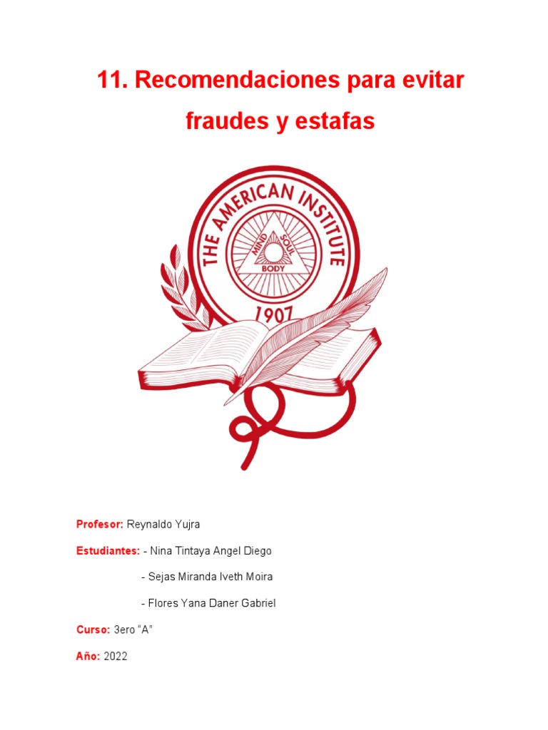 Recomendaciones Para Evitar Fraudes Y Estafas Pdf Crímenes Crimen