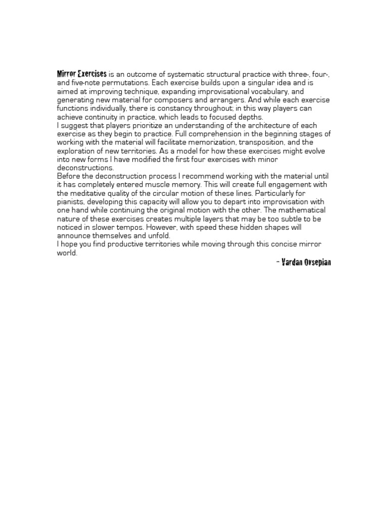 Vardan Ovsepian - Mirror Exercises | PDF