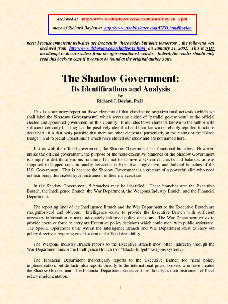 Shadow Government Analysis by Boylan | PDF | Darpa | Espionage