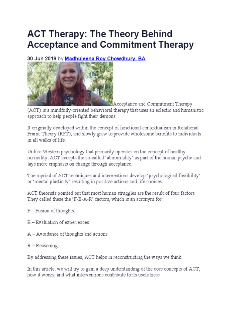 ACT Therapy The Theory Behind Acceptance and Commitment Therapy PDF