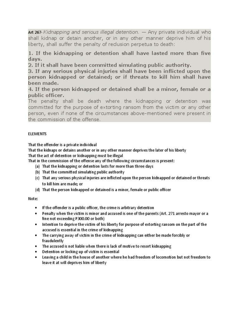 Kidnapping Pdf Detention Imprisonment Kidnapping