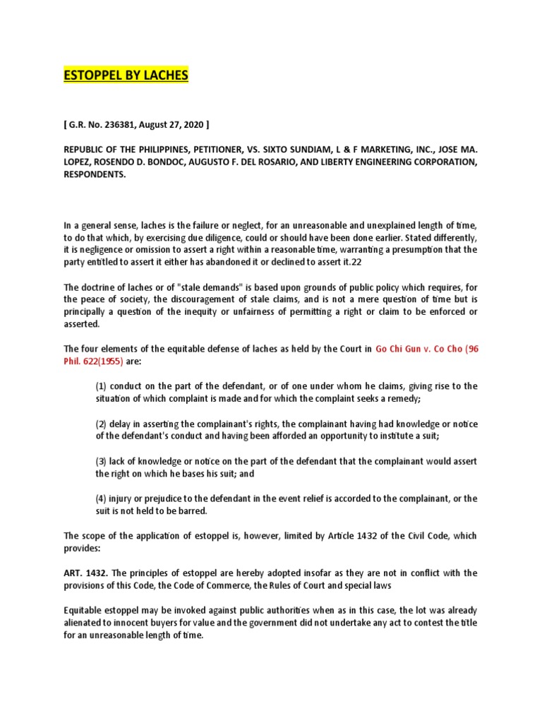 Research Cebu Case Download Free PDF Laches (Equity) Burden Of