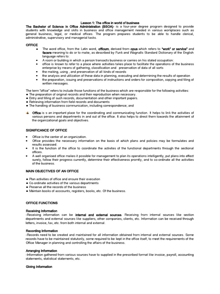 Lesson 1 Oa 103 The World of Bussines PDF Human Resources Business