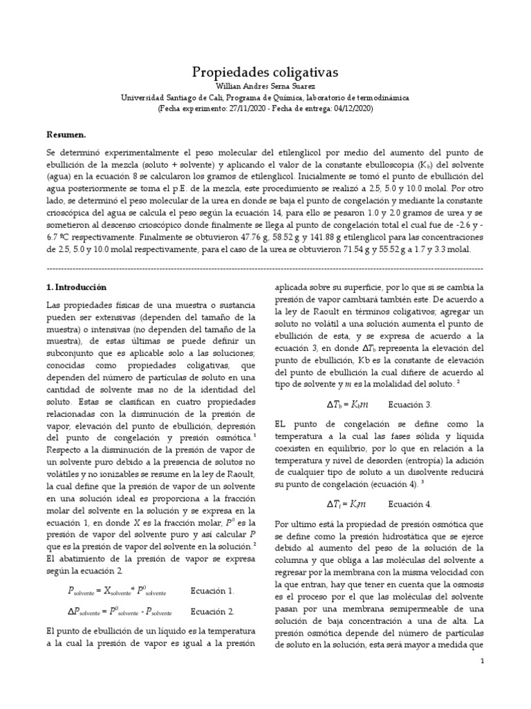 Propiedades Coligativas PDF Concentración Química