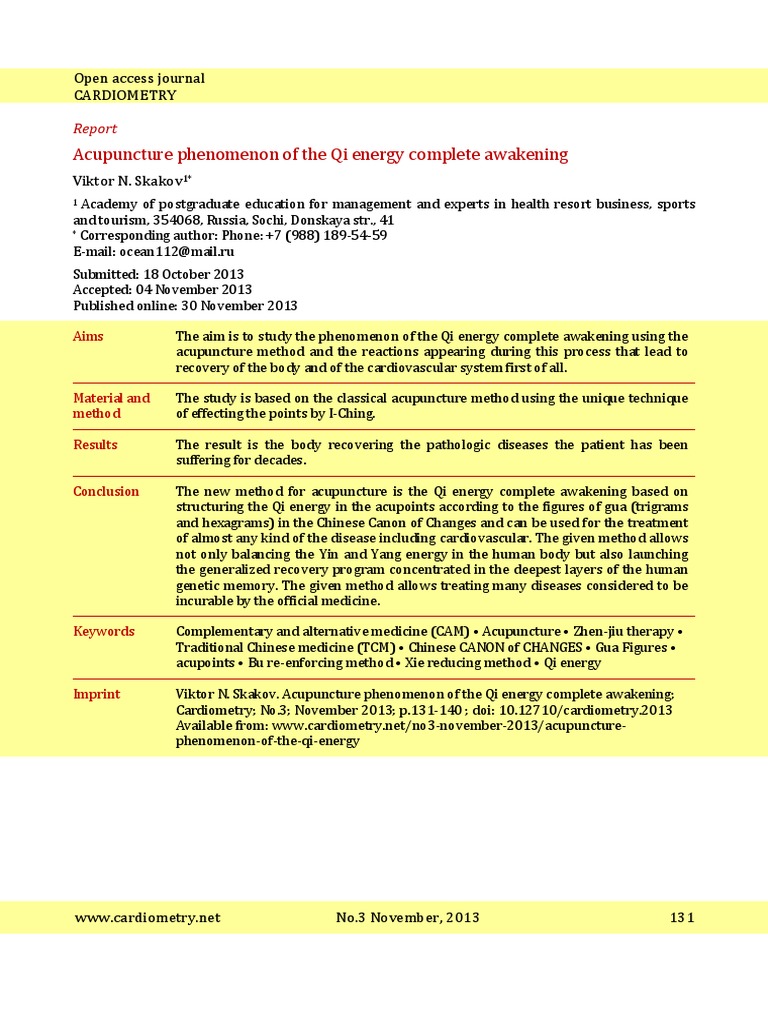 Acupuncture Phenomenon of The Qi Energy | PDF | Acupuncture ...