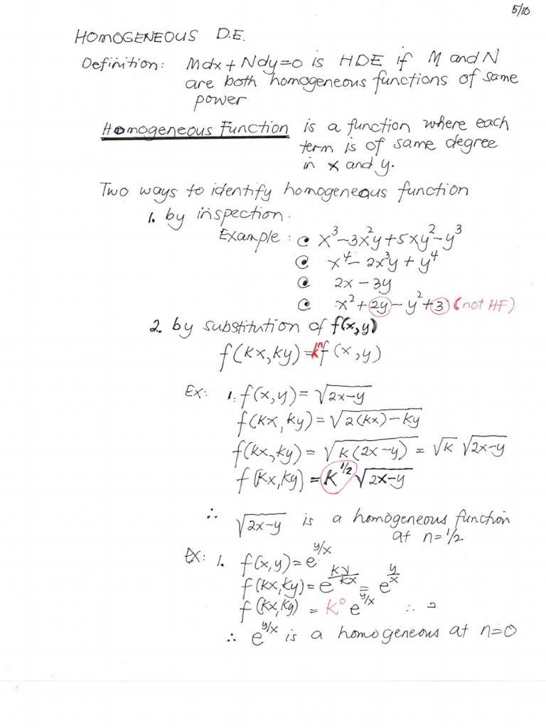 Homogenous Differential Equations Introduction 1 PDF