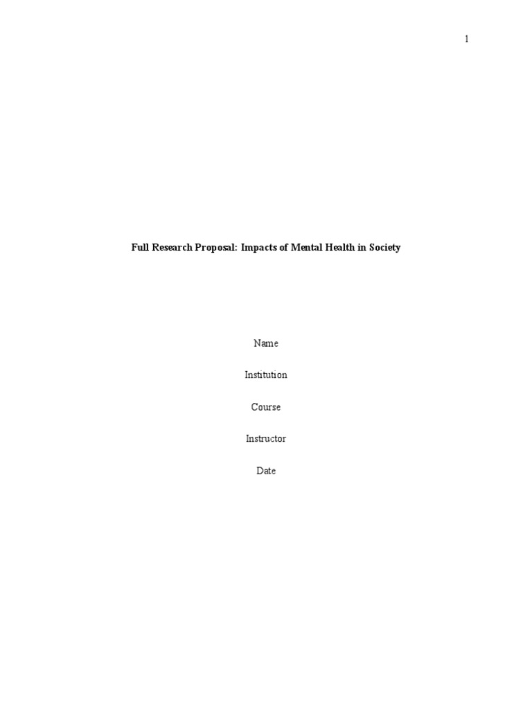 Full Research Proposal Pdf Mental Health Mental Disorder