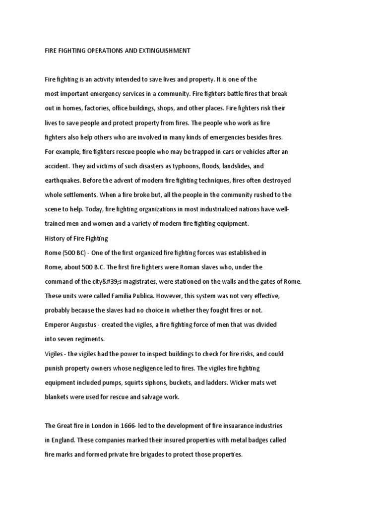 Fire Fighting Operations and Extinguishment | PDF | Firefighting | Fire ...