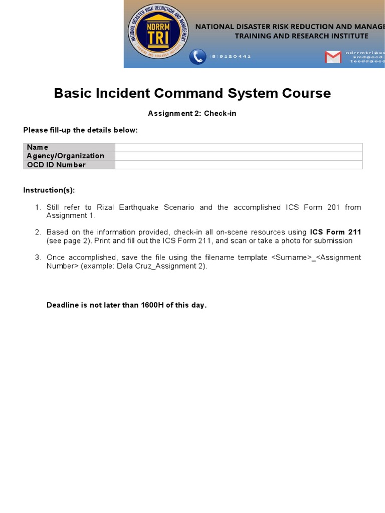 ICS 211 Check-In for Rizal Earthquake | PDF | Incident Command System ...