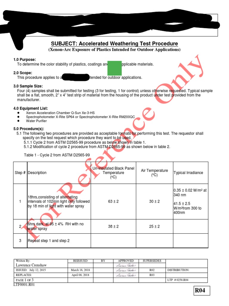 Xenon Arc Weathering Test Procedure | PDF | Spectrophotometry | Applied ...