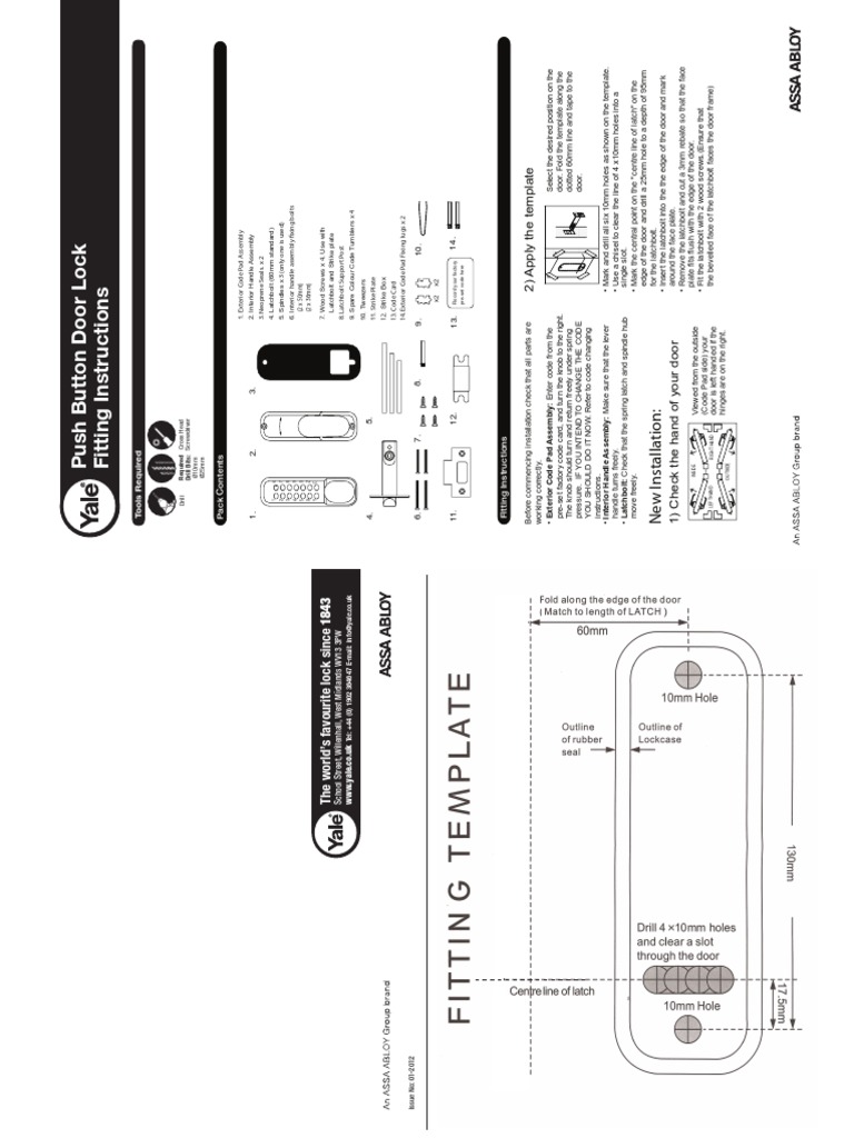 Yale Push Button User Guide PDF Door Screw