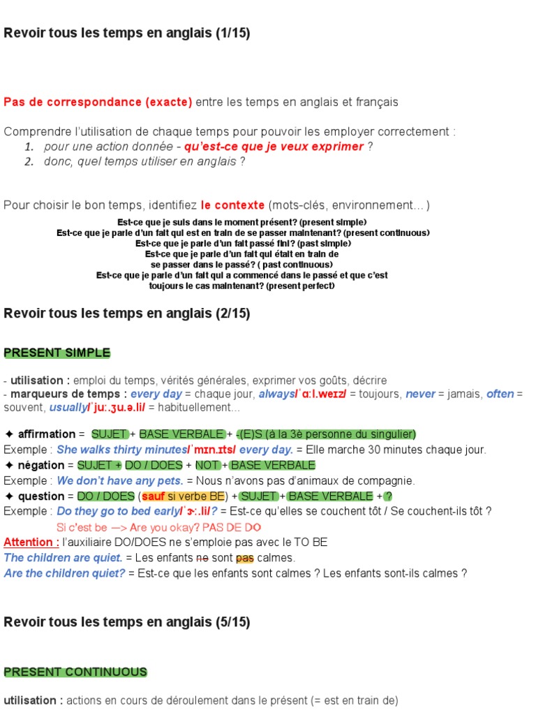 Comprendre les temps en anglais | PDF | Verbe | Grammaire