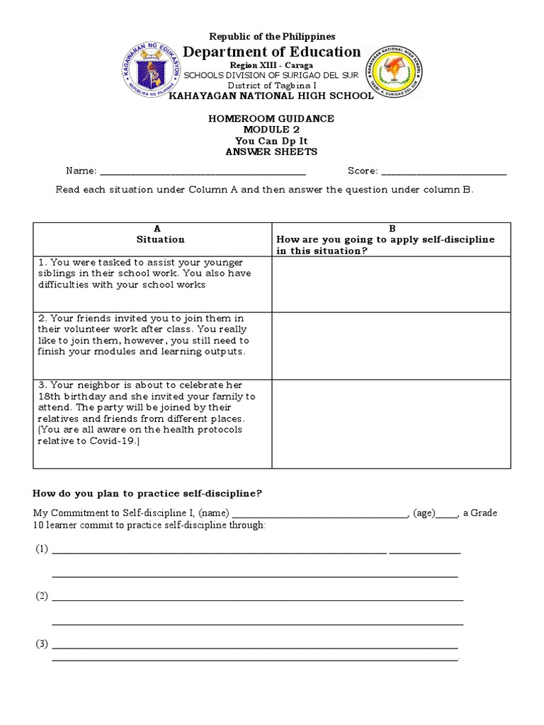 Self-Discipline Guidance Module 2 | PDF