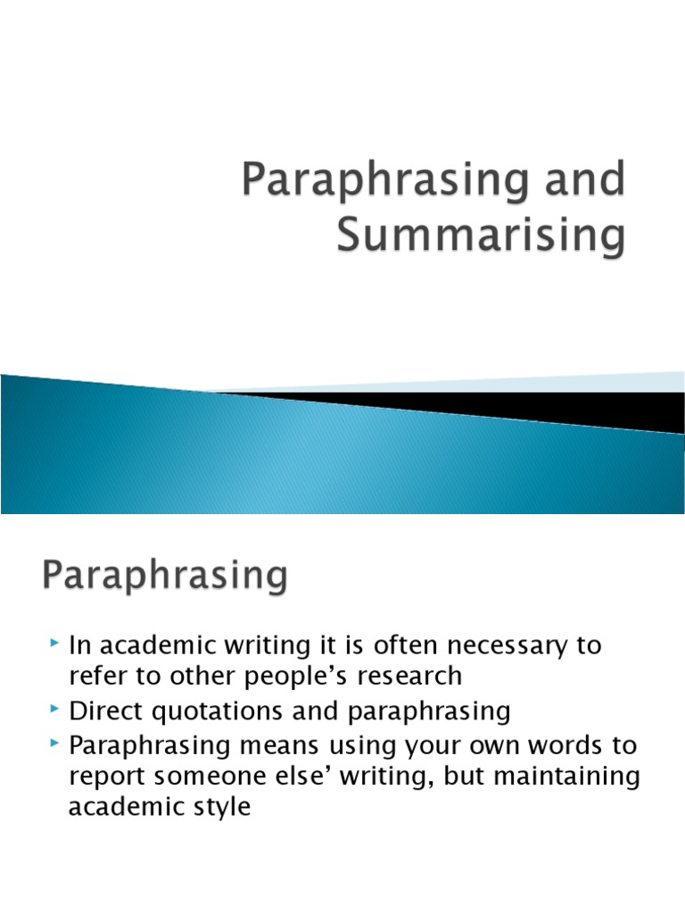 paraphrasing and summarising pdf