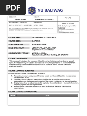 COURSE OUTLINE