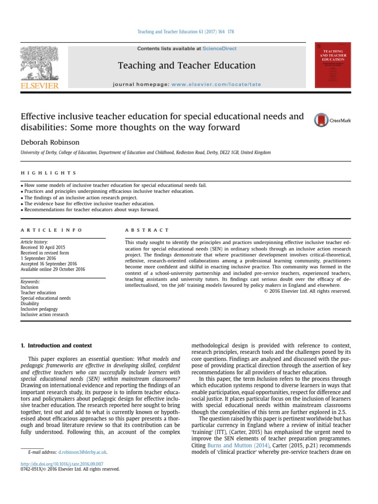 Effective Inclusive Teacher Education For Special Educati 2017 Teaching ...