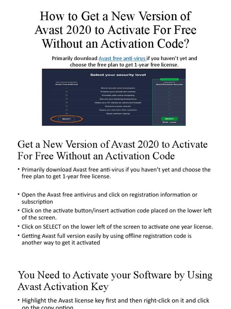 How To Get A New Version of Avast PDF
