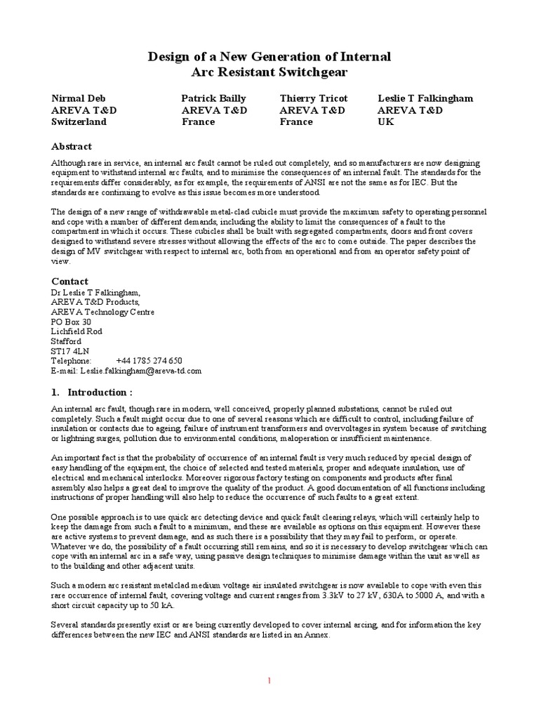 Internal Arc Resistant Switchgear Design | PDF | Electric Arc ...