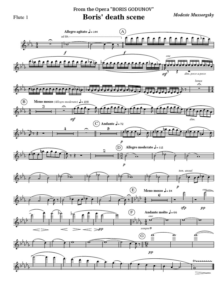 Boris Godunov - Death Scene - 002 Flute 1 | PDF | Musicologie | Notation