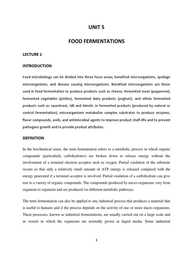 An Introduction to the Science and Technology of Food Fermentation