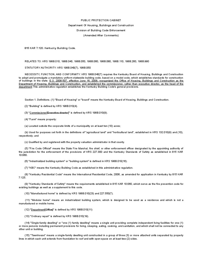 815 KAR 7.120 KY BLDG Code Rev | PDF | Building Code | Fire Sprinkler ...