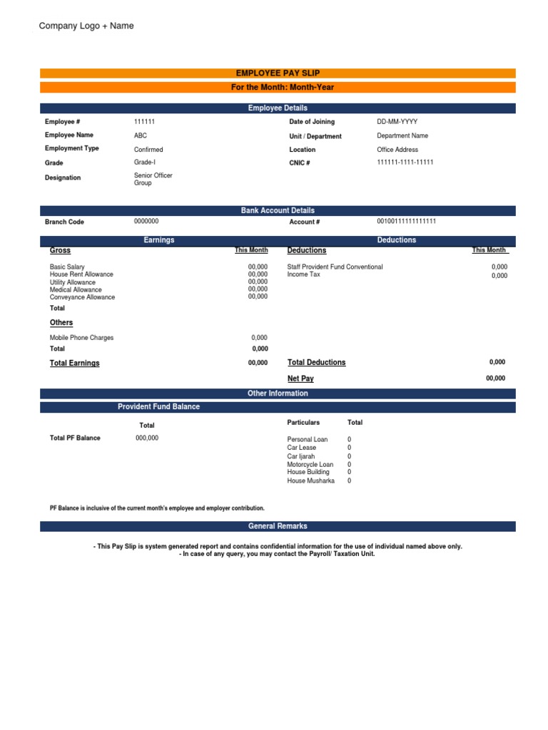 Salary Slip Report Specimen PDF Paycheck Payments