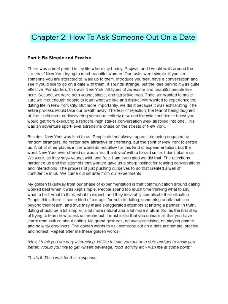 Chapter 2 - How To Ask Someone Out On A Date | PDF | Sex | Romance (Love)