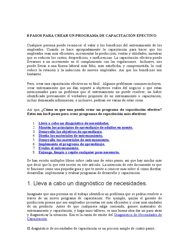 8 Pasos para Capacitación Efectiva | PDF