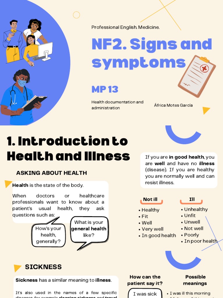 Signs and Symptoms of Illness A Guide to Describing a Patient's Health