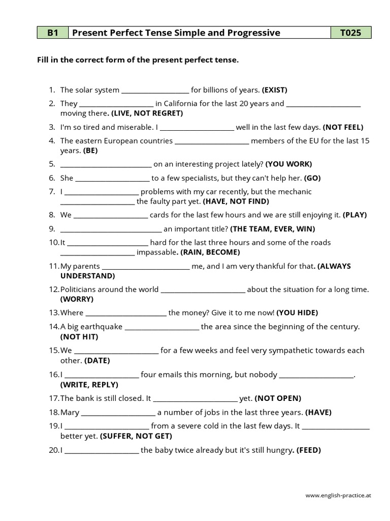 Present Perfect Tense Worksheets | PDF | Language Arts & Discipline