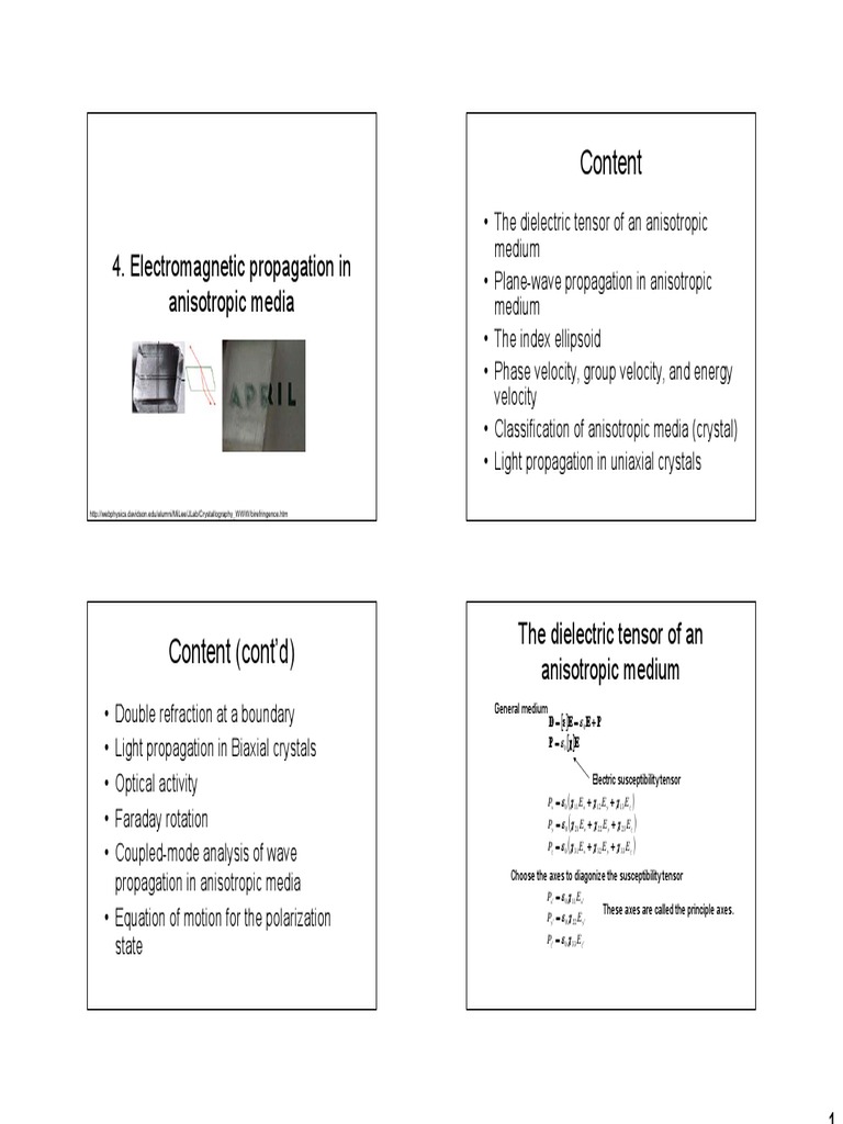Electromagnetic Waves in Anisotropic Media | PDF | Electromagnetism ...
