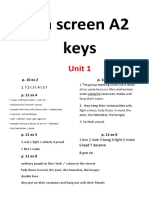 On Screen A2 Keys Unit 1