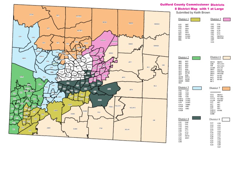 Guilford County Commissioners 2011 Redistricting Map For 8 District by