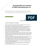 Reducción de Homicidios en El Primer Semestre de 2022 Importante Pero No Suficiente