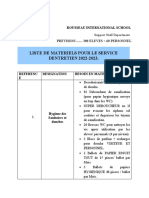 LISTE DE MATERIELS POUR LE SERVICE DENTRETIEN ris 2022-2023