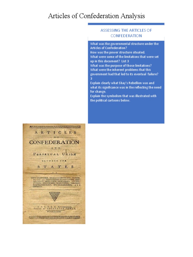 Articles of Confederation Analysis | PDF | Finance & Money Management ...