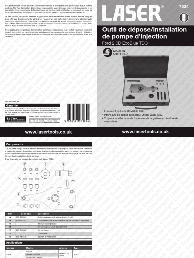 Outil de dépose pompe injection Ford TDCi | PDF | Pompe | Véhicules ...